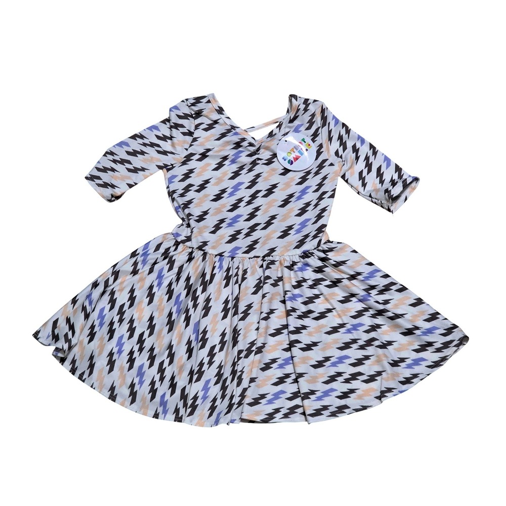 DotDotSmile Girls 2T Lightning Bolt Ballerina Dress White Black Purple NWT‎